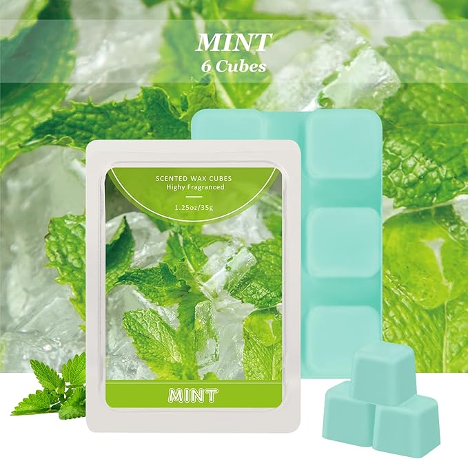 STRN Wax Melts Soy Wax Cubes 4 Pack Mint Scented, Long-Lasting Fragrance Scented Wax Cubes for Warmers Natural Soy Wax Cubes Candle Wax Melts (4 x 1.25oz)