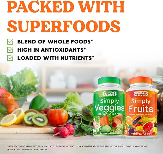 Simply Nature's Pledge - Packed with Over 40 Different Fruits & Vegetables - 4 Month Supply- Made with Whole Food Superfoods - with Aloe Vera – 100% Soy Free - 720 Capsules