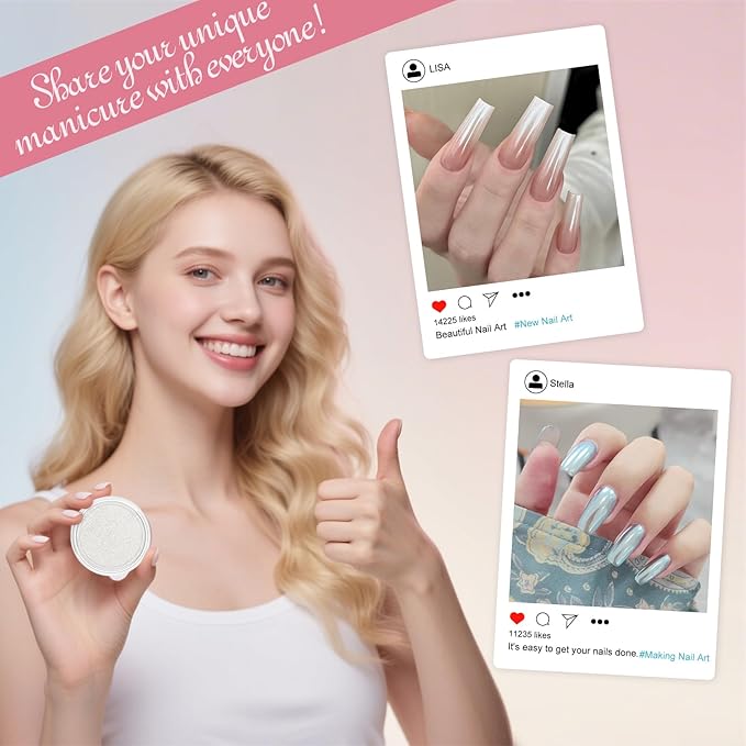 Artdone Silver Moonlight Chrome Nail Powder, Iridescent Unicorn Powder Metallic Mirror Effect Pigment Pearlescent Mermaid Pearl Glitter Dust Kit, Nail Art Decoration, Resin Craft