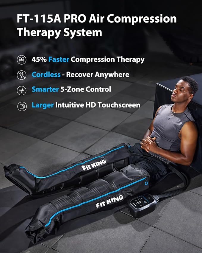 FIT KING Upgraded Leg Massager Recovery Boots, Professional Air Compression Recovery System for Circulation & Athlete-Level Fast Recovery, Cordless Rechargeable Compression Boots (Medium)