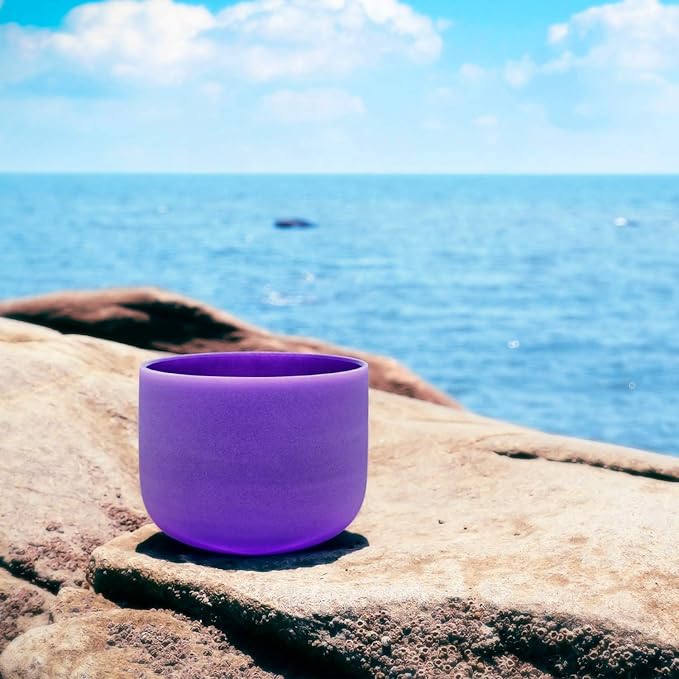 TOPFUND Violet A# Note Crystal Singing Bowl Pineal Chakra 8 inch with Heavy Duty Carrying Case and Suede Mallet