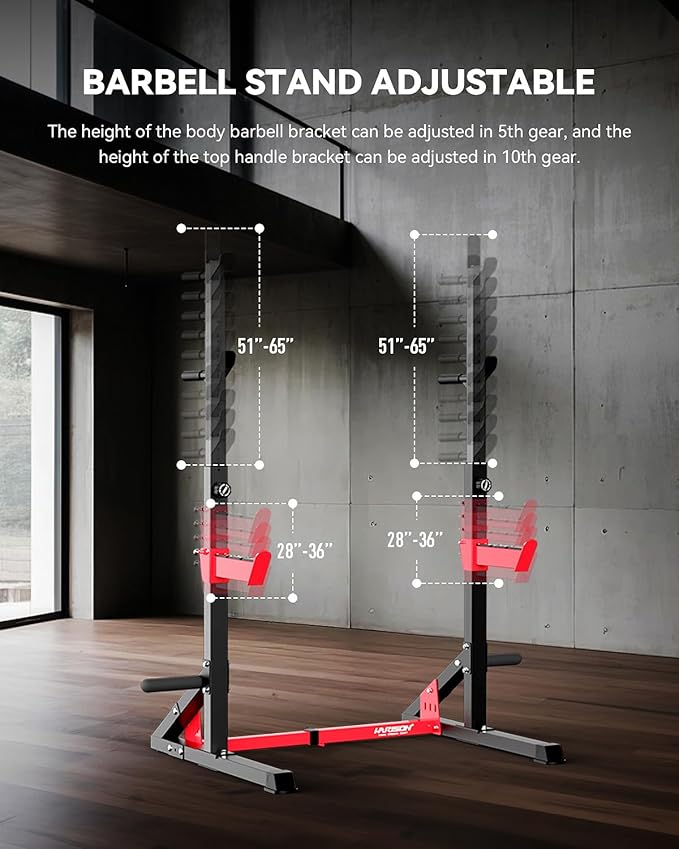 HARISON Heavy Duty Squat Rack, Bench Press Rack, Adjustable Barbell Rack for Home Gym,Multi-functional Half Rack Weight Lifting, Power Rack