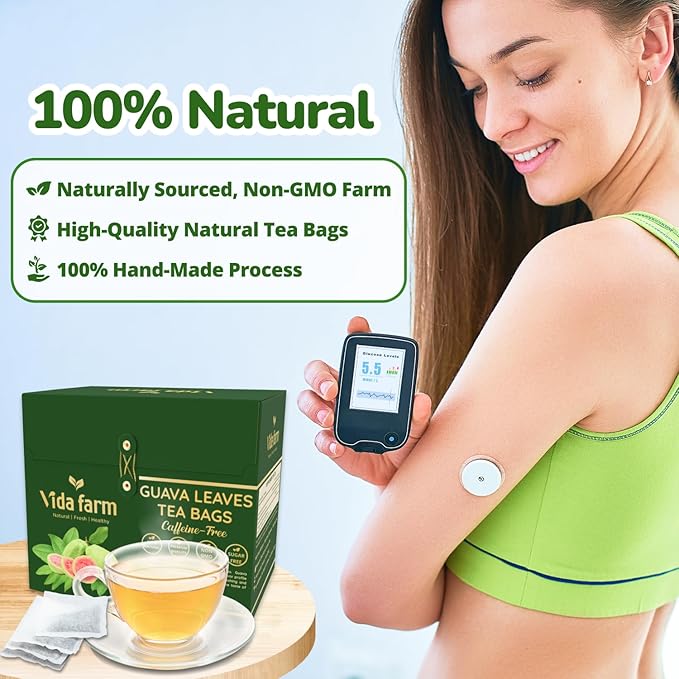VIDA FARM 75 Premium Guava Leaf Tea Bags, Zero Sugar Tea, Handpicked, 100% Pure and Natural Guava Leaves, Non-GMO, No Caffeine, Gluten-Free, Vegan