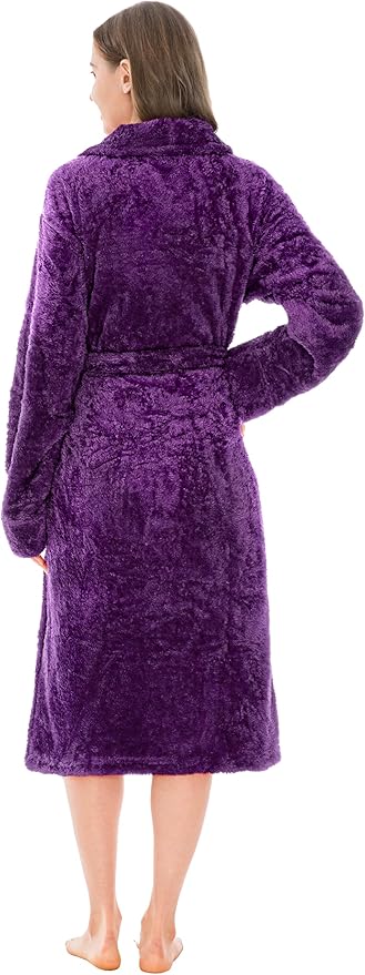 PAVILIA Premium Womens Plush Soft Robe Fluffy, Warm, Fleece Sherpa Shaggy Bathrobe