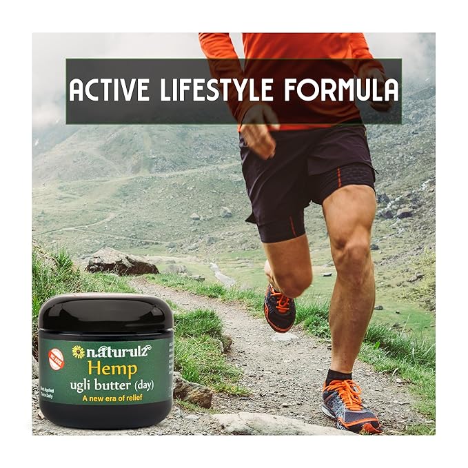 Naturulz Ugli butter Daytime & Nighttime Hemp Bundle (2) 4 ounce Topicals-with Arnica, Capsicum, Devil's Claw and Lavender. Active Muscle & Joint, Restful Night Bundle