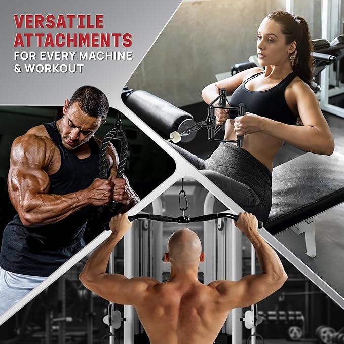 Yes4All Cable Machine Attachment, Double D Hanlde & Tricep Rope Cable Attachment, Weight Machine Accessories Load 880 LB for Home Gym