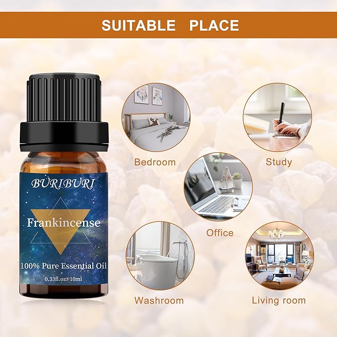 BURIBURI Frankincense Essential Oil 100% Pure, Undiluted, Natural, Organic Aromatherapy Frankincense Fragrance Oils 10ML