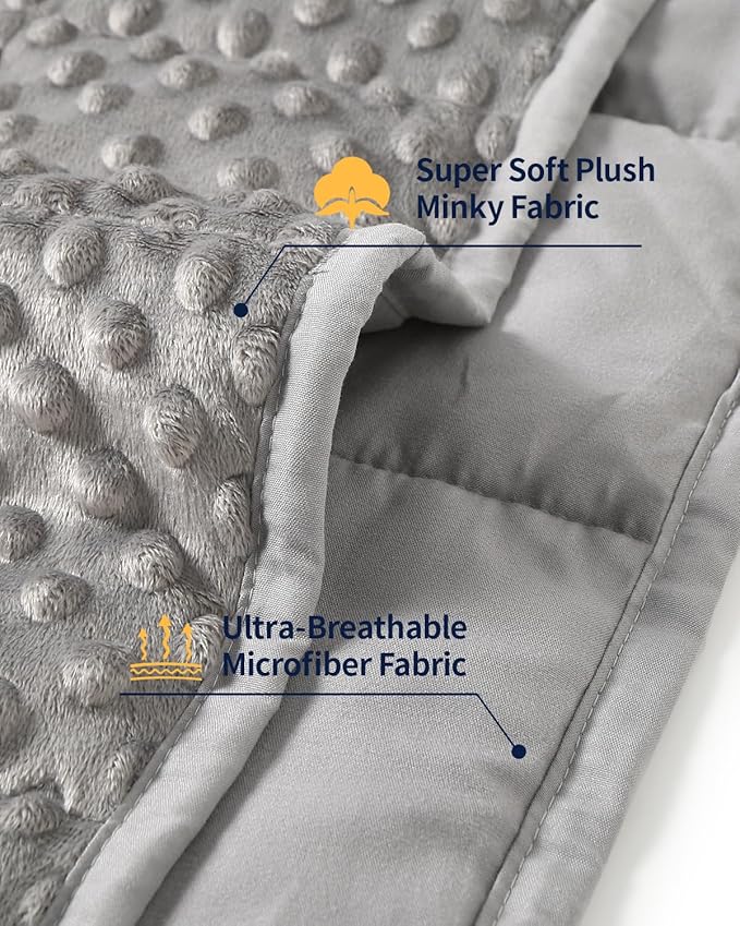 Mr. Sandman Weighted Blanket for Adults, Minky Dots Heavy Blanket for Woman,Man Sleeping/Calm, Soft, Cozy and Cooling Weighted Throw Blankets, Machine Washable, 60 x 80in, 20 Pounds, Grey