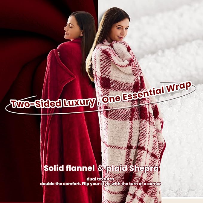Heated Electric Blanket Full Size - 72"x84" Flannel Heating Blanket with 10 Heating Levels & 5 Time Settings Over-Heat Protection, Winter Warmer for Adults with ETL Certification(Red)