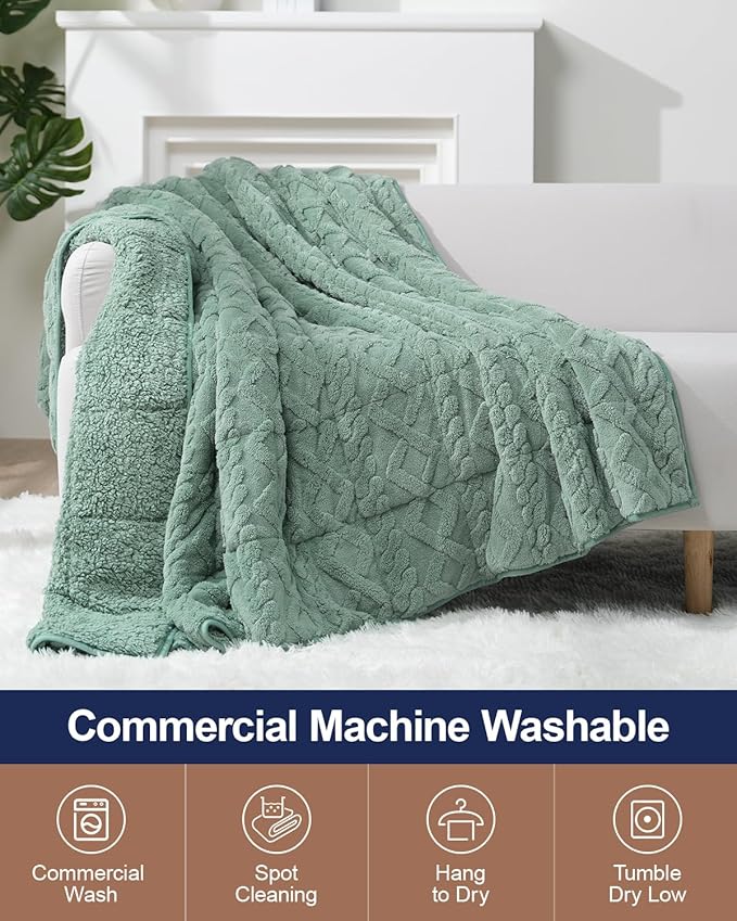 Super Fuzzy Soft Sherpa Fleece Weighted Blanket, 15 lbs Dual Sided Fluffy Heavy Weighted Blankets for Adults - No Bunching with Double Layers of Soft Inner Lining (60"x 80", 15 Pounds)