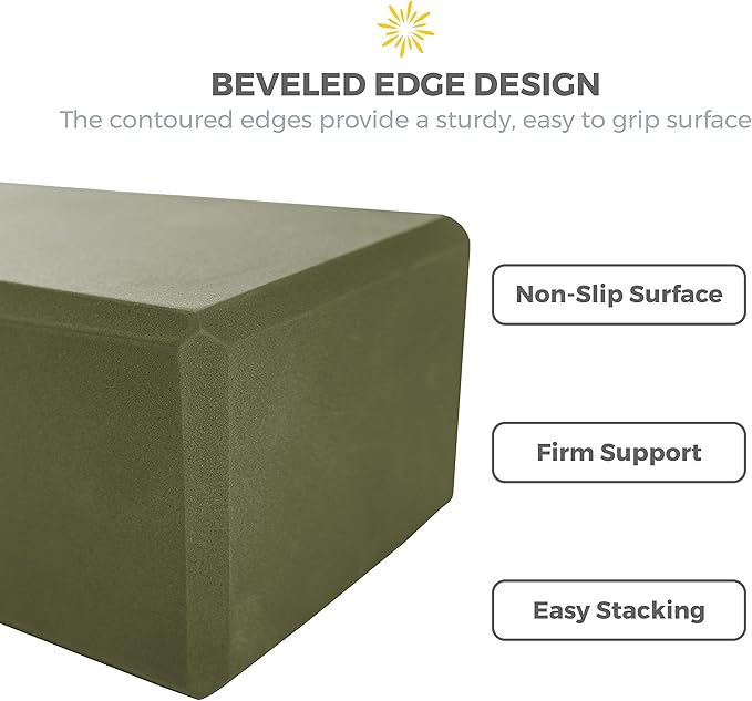 Sunshine Yoga 4" Yoga Block, 6 Pack Bulk EVA Foam Yoga Blocks, Firm and Supportive Yoga Brick, Balance Foam for Stretching, Pilates, and Workout, 4" x 6" x 9"