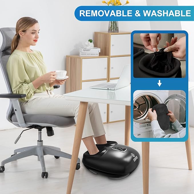 COMFIER Shiatsu Foot Massager with Heat,Vibration,Rolling Compression,Feet Massager for Plantar Fasciitis,Neuropathy Pain,Home Office Use,Fits Size up to 13IN,Gifts for Dad,Mom