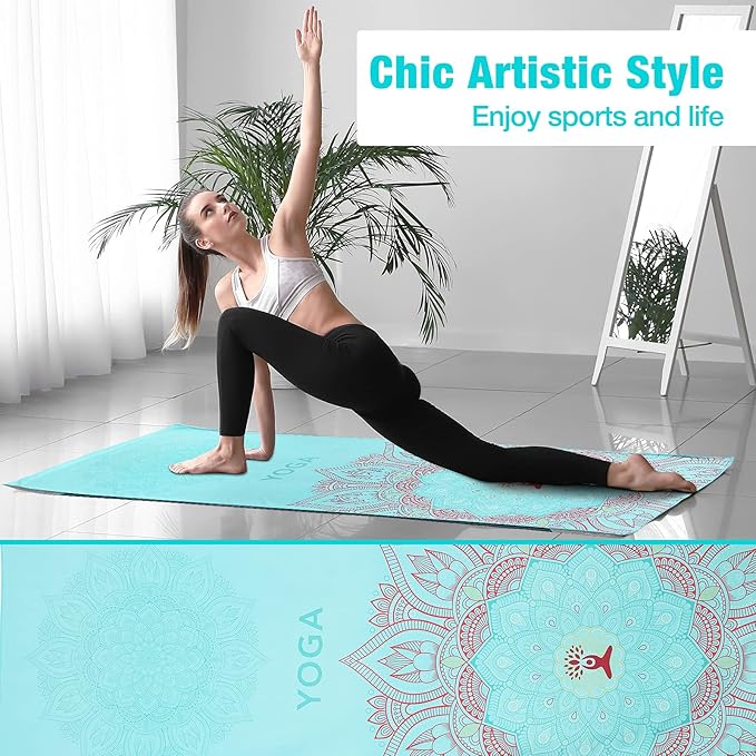 MoKo Yoga Towel, Non Slip Hot Yoga Blanket Printing Pattern Quick Dry with Corner Pocket for Bikram, Pilates, Gym Workout, Outdoor Picnic