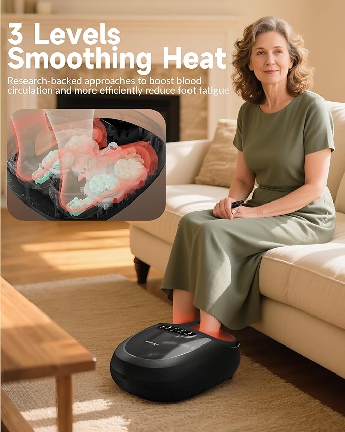 Snailax Shiatsu Foot Massager Plantar Fasciitis Neuropathy,Large Size Up 15 Feet Massage Machine with Heat,Kneading,Rolling,Scratch,Remote Control,Feet Warmer/Heater,Gifts for Men