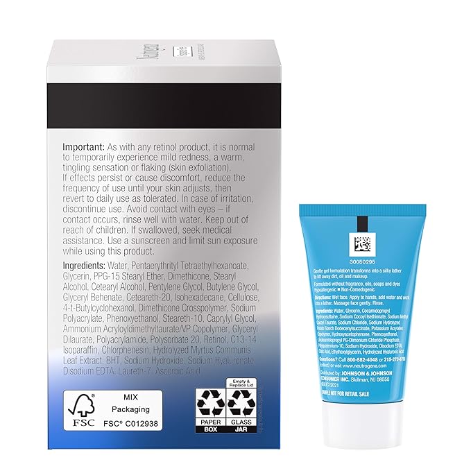 Neutrogena Rapid Wrinkle Repair Retinol Pro+ Night Cream Face Moisturizer, Anti-Aging Face Cream, 1.7 oz + Trial Size Hydro Boost Facial Cleanser, 0.5 fl. oz