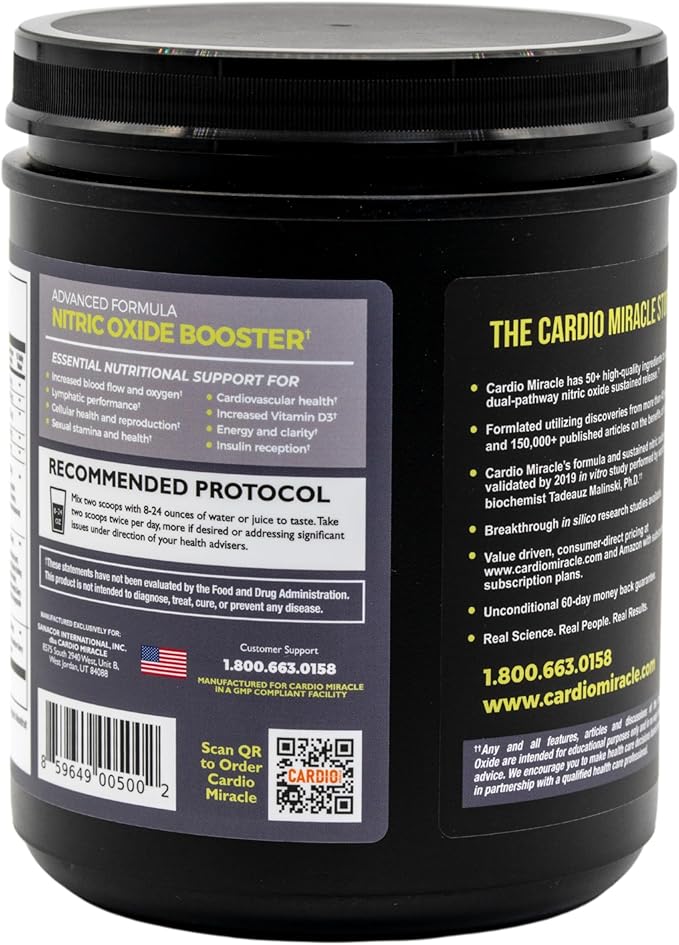 Cardio Miracle Nitric Oxide Supplement with Super Beets 90 Servings - Beet Root Powder with L-Arginine to Support Circulation, Blood Flow, Energy, Endurance, Stamina & Heart Health for Men and Women