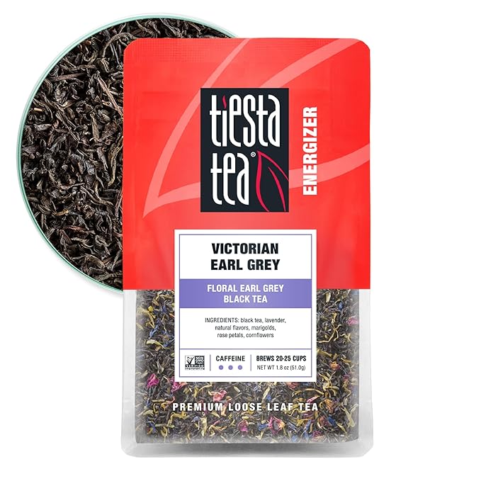 Tiesta Tea - Victorian Earl Grey, Loose Leaf, Floral Earl Grey Black Tea, Premium Blend, High Caffeinated Black, Make Hot or Iced Brews Up to 25 Cups, 1.8 Ounce Resealable Pouch