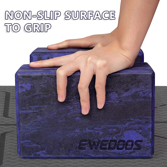 Ewedoos Yoga Blocks 2 Pack Eco Friendly Yoga Block High-Density Non-Slip Yoga Block Set for Yoga Pilates