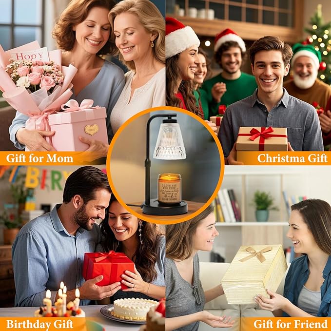 Candle Warmer Lamp Adjustable Height & Dimmable, Electric Candle Warmers for Jar Candles, Home Decor Lamp with Timer, Perfect Gifts for Women Men, Safe Night Light for Bedroom Office (Black)
