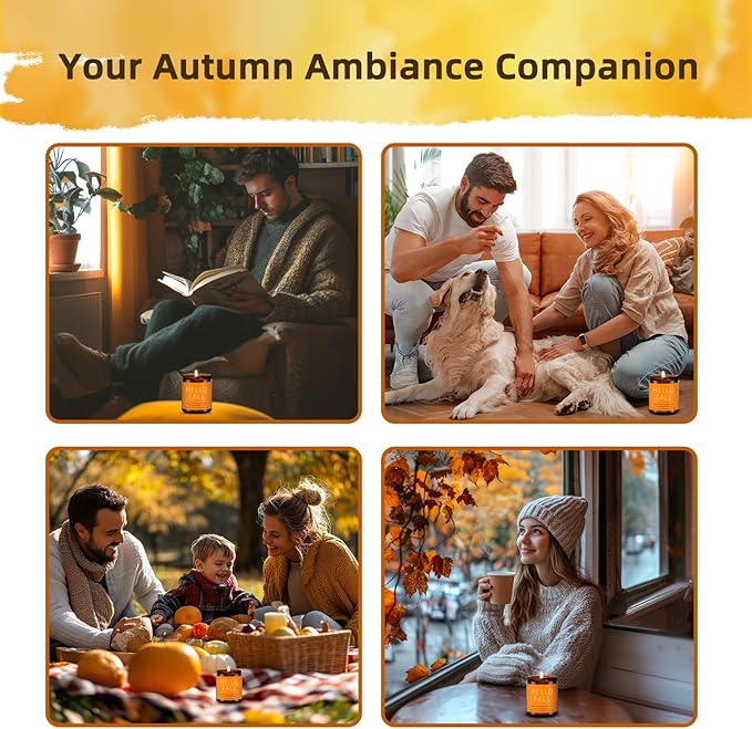 Fall Scented Candles Hello Fall 7oz – Warm Pumpkin Spice & Sweet Apple Soy Wax Candle for Cozy Autumn Home Décor, Perfect Fall Gift, 50 Hour Long Burn