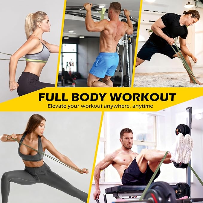 Pull Up Bands, Resistance Bands Set for Pull-Up Assistance, Exercise Bands with Door Anchor & Grip Pads for Men & Women Working Out, Physical Therapy, Muscle Training