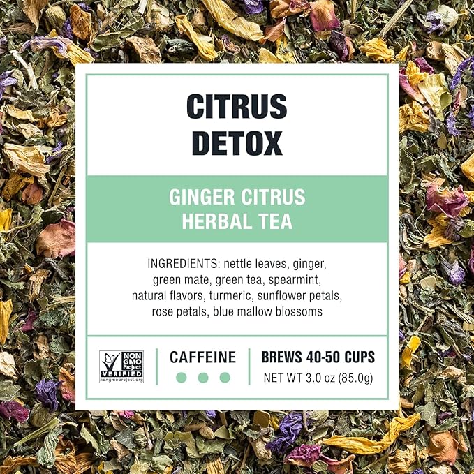 Tiesta Tea - Ginger Citrus Herbal Loose Leaf Tea, Lemon Ginger with Mint and Chamomile, Caffeine-Free, Hot or Iced, Refillable Tin, Makes Up to 50 Cups, 3 Ounce