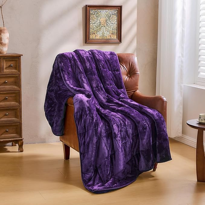 Super Fuzzy Soft Sherpa Fleece Weighted Blanket, 20 lbs Dual Sided Fluffy Heavy Weighted Blankets for Adults - No Bunching with Double Layers of Soft Inner Lining (60"x 80", 20 Pounds)