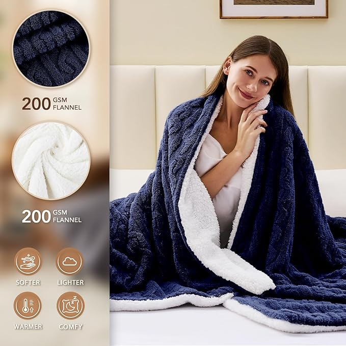 Homemate Electric Heated Blanket Queen - 84"x90" Heating Bed Blankets Throw with 10 Heating Levels 8 Hours Auto Off Fast Heating Over-Heated Protection Ultra Soft Warm Flannel ETL Certified