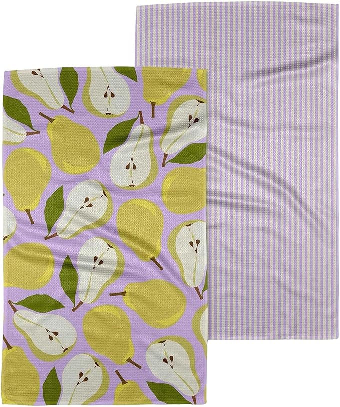 GEOMETRY Spring Kitchen Towels - Quick Dry Microfiber Cloth Spring & Summer Dish Towels for Kitchen Drying - Premium Quick Dry Towel - Pear Parade, 18" x 30" - 2-Pack