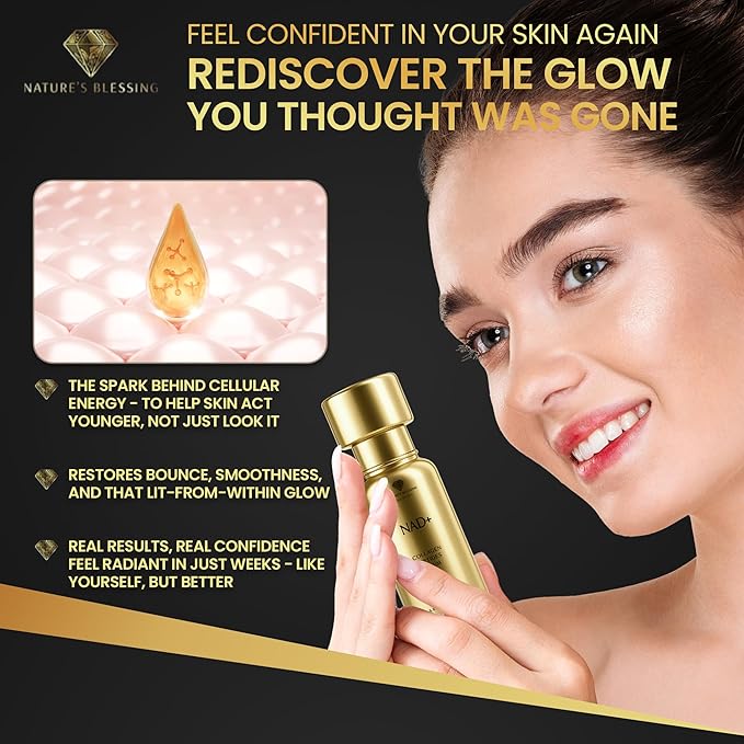 NAD+ Anti-Aging Serum – Boost Cellular Energy, Firm Skin & Reduce Wrinkles – with Niacinamide, Hyaluronic Acid, Peptides & Antioxidants – 1oz Rejuvenating Face Serum for Youthful Radiance