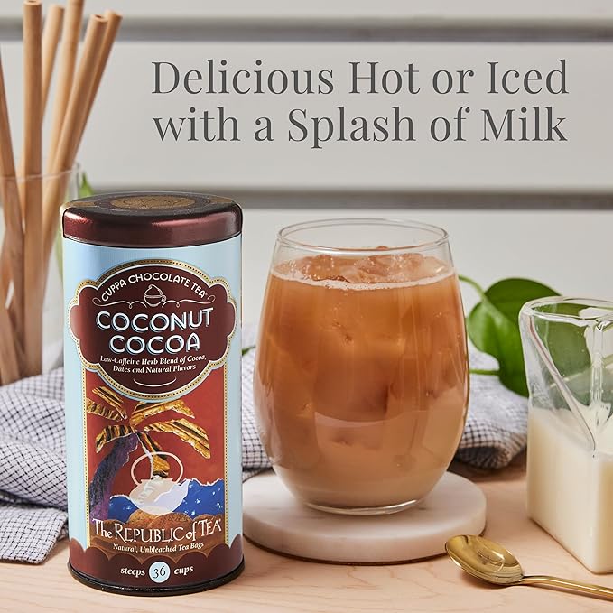 The Republic of Tea – Coconut Cocoa Cuppa Chocolate Tea Bags, Low-Caffeine, 250 Servings