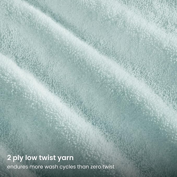 BIOWEAVES 100% Organic Cotton 700 GSM Plush Washcloths 13" x 13" GOTS Certified - Seafoam, Pack of 12