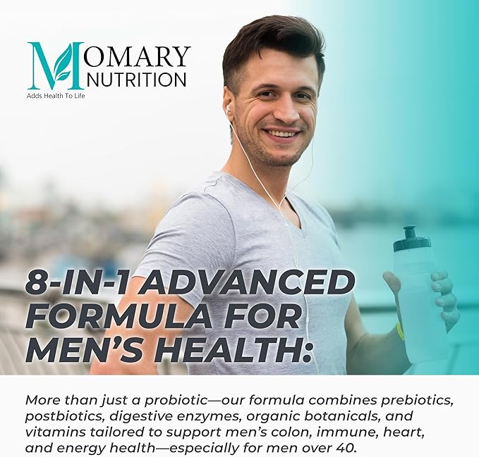 8 in 1 Bio Cultures Complex for Men, 150 Billion CFU Probiotics | 37 Diverse Strains | Organic Prebiotics | Postbiotics | Digestive Enzymes, Support Digestive Health, Microbiome, Colon & Immune Health
