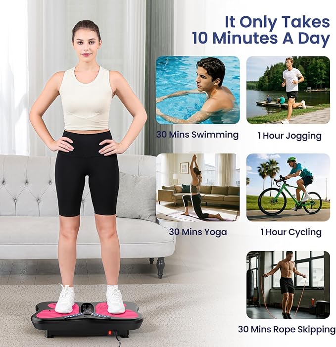 Vibration Plate Exercise Machine for Lymphatic Drainage, Vibration Machine for Full-Body Weight Loss, Vibrate Fitness Platform 300 Lbs & 200 Adjustable Speeds for Women Men Home Gym