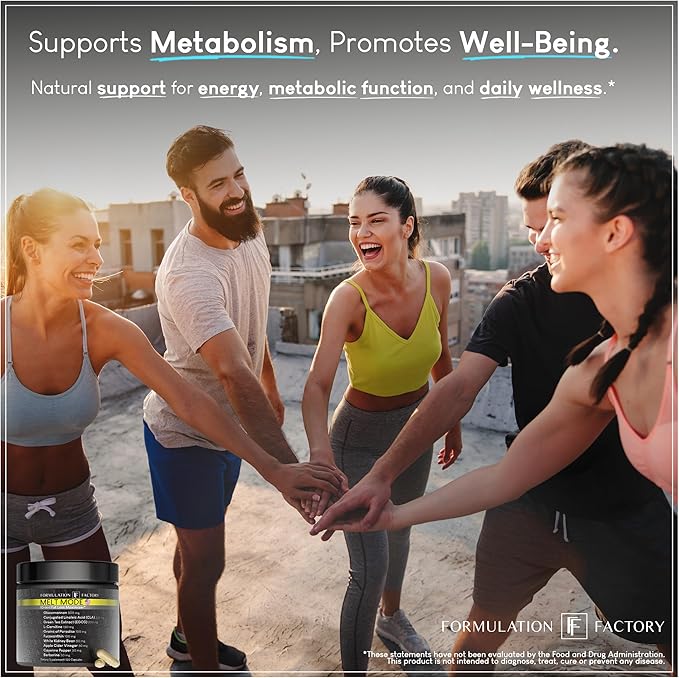 Formulation Factory Melt Mode 10-in-1 Wellness Supplement with Green Tea Extract, L-Carnitine, CLA, Glucomannan, Apple Cider Vinegar & More, Supports Metabolism & Energy (2 Month Supply, 120 Capsules)