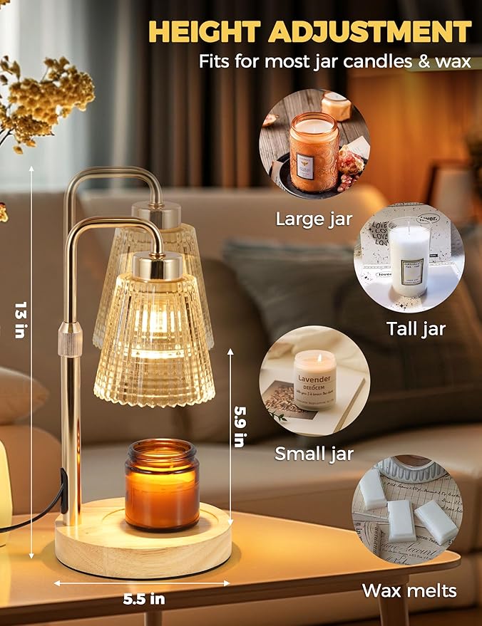 Candle Warmer Lamp with Timer Dimmable, Birthday Gifts for Women Mom, House Warming Gifts New Home Decor, Wax Melt Warmer for Jar Candles
