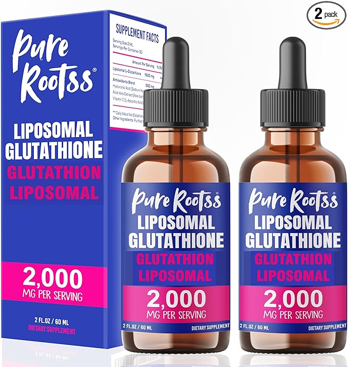 Liposomal Glutathione Liquid Supplement (Pack of 2), 98% Absorption, with Vitamin C, L- Glutathione, 2 Fl Oz per Bottle