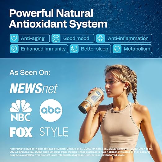 Hydrogen Water Bottle | Large 16.2 oz (480 ml) Hydrogen Water Bottle Generator 3000 ppb | Hydrogenator Machine | SPE/PEM Hydrogenated Ionizer Generator(Golden w/Beige)