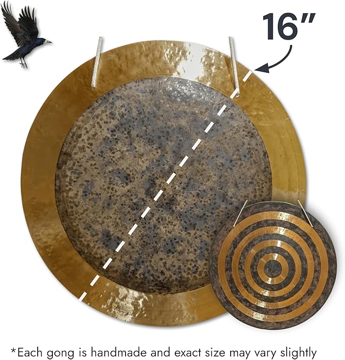 Chinese Wind, Sun, Horizon & Eclipse Gongs. Handmade Premium Quality for Sound Healing & Meditation (Solar Eclipse Gong, 16")