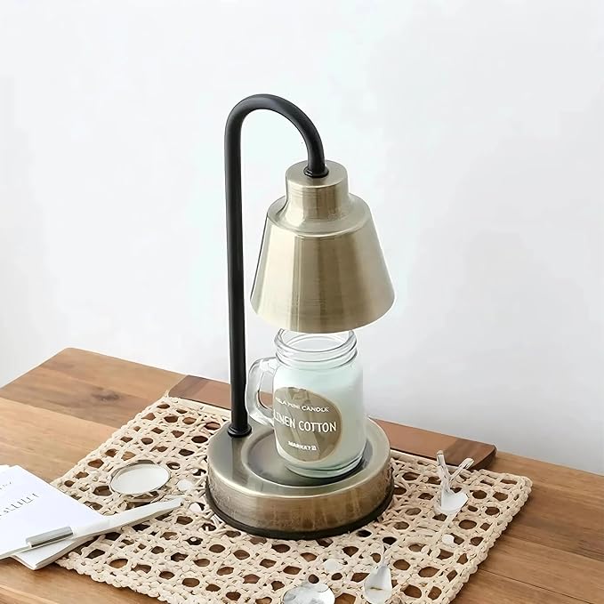 Candle Warmer Lamp with Timer-Electric, Home Decor, Dimmable Candle Light Warmer,House Warming Gifts New Home, Christmas Gifts for Women,Wax Melt Warmer for Jar Candles (Gold Bronze)