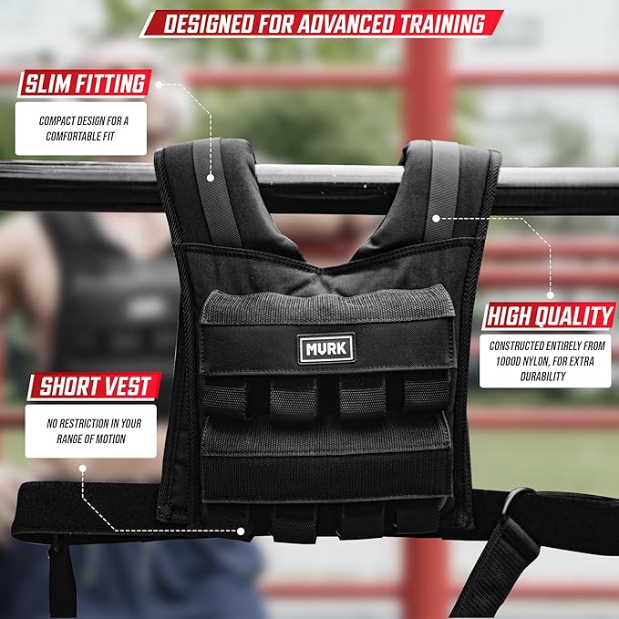 MVRK Weighted Vest Men 15lbs | 25lbs | 35lbs | 45lbs | 65lbs | 80lbs | 100lbs - Weighted Workout Vest With Removable Iron Weights, Heavy Duty Weighted Exercise Vest For Functional Training & Calisthenics - Weight Vest for Men