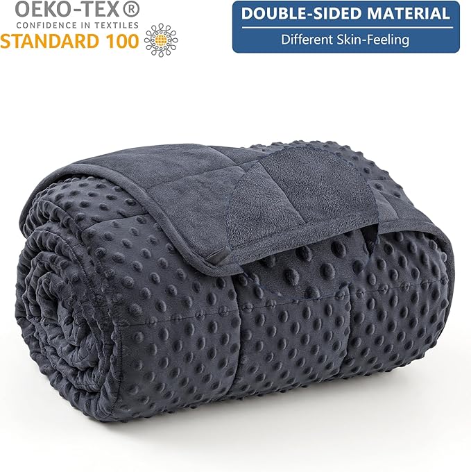 Topcee Weighted Blanket King Size (20lbs 80"x87"), Minky Dots Heavy Blanket for Woman, Man Sleeping, Soft, Cozy and Cooling Weighted Throw Blankets, Machine Washable, Grey