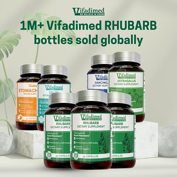 RHUBARB-15 Day Colon Cleanse,Gut Cleanse & Detox,Constipation Relief,Natural Stool softeners, Gentle laxatives, Daily Bowel Movement, Herbal Colon Cleanse Pill, 45 Capsules