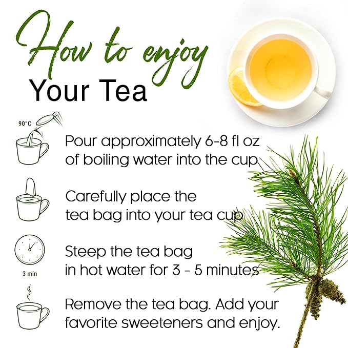 FreshDrinkUS, Pine Needle Tea Bags β 75 Tea Bags, Naturally Caffeine-Free, Refreshing Herbal Tea, Wild-Harvested Pine Leaves, Aromatic and Soothing β Non-GMO & Eco-Friendly Packaging