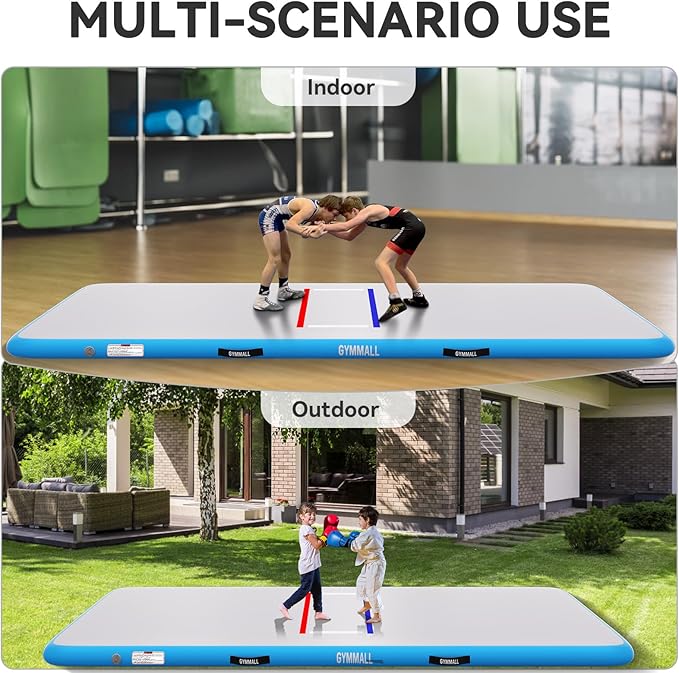 Wrestling Mat Inflatable 5FT/6.6FT/10FT/13FT/16.5FT, Foldable 4" Thick Jiu Jitsu Mats for Home Outdoor Indoor, Waterproof PVC Mat for Gymnastics, Water Yoga, PE Training, BJJ, MMA, Grappling
