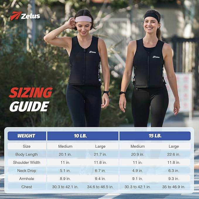 ZELUS Adjustable Soft Iron Weighted Vest for Women Men 10/15LB, Removable Weights Strength Training Vest for Fitness, CrossFit, Workout & Weight Loss (Black, M/L)