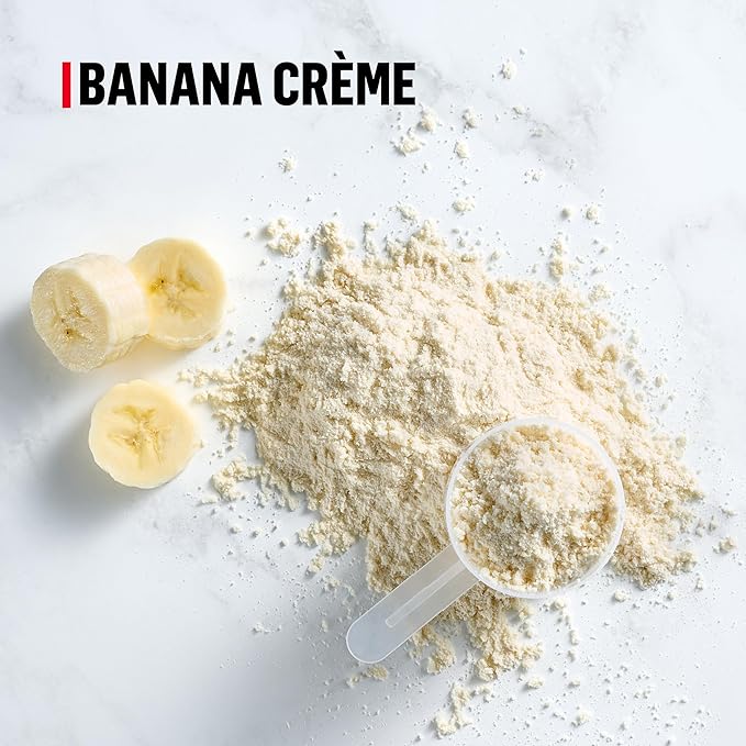 Muscle Milk Genuine Protein Powder, Banana Crème, 1.93 Pounds, 13 Servings, 32g Protein, 4g Sugar, Calcium, Vitamins A, C & D, NSF Certified for Sport, Energizing Snack, Packaging May Vary