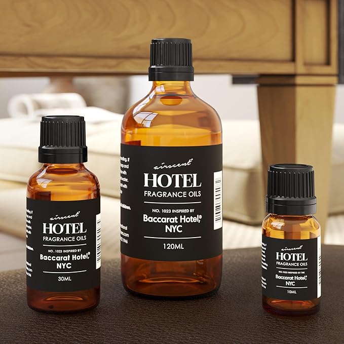 AirScent Hotel Diffuser Oil No. 1023 Inspired by The Baccarat Hotel Scent - Love Affair Fragrance Oil for Ultrasonic and Waterless Diffusers and Crafting - 10 mL, 0.34 fl oz Glass Bottle with Dropper