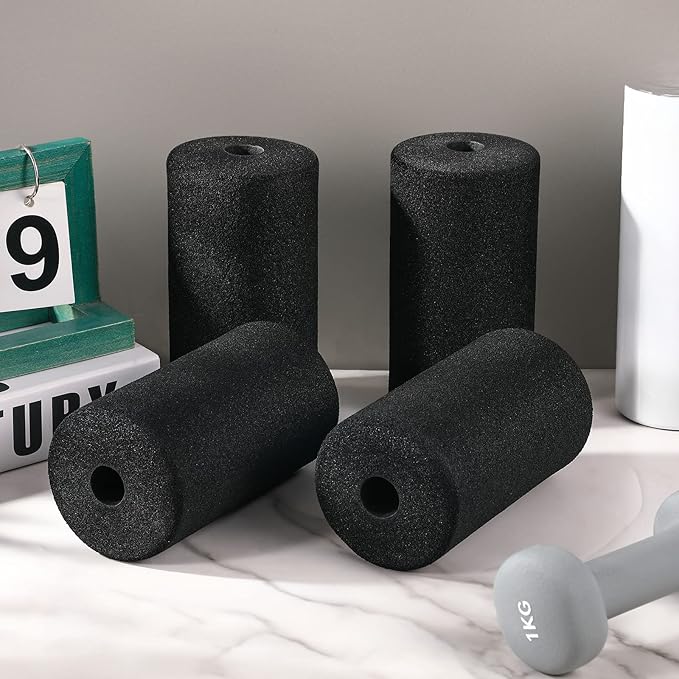 Deekin 4 Pcs Foam Foot Pad Rollers Buffer Tube Cover for Exercise Machine Home Gym Equipment Replacement Pads for Leg Extension Weight Bench Inversion Table(0.87 x 3.4 x 6.3 Inches)