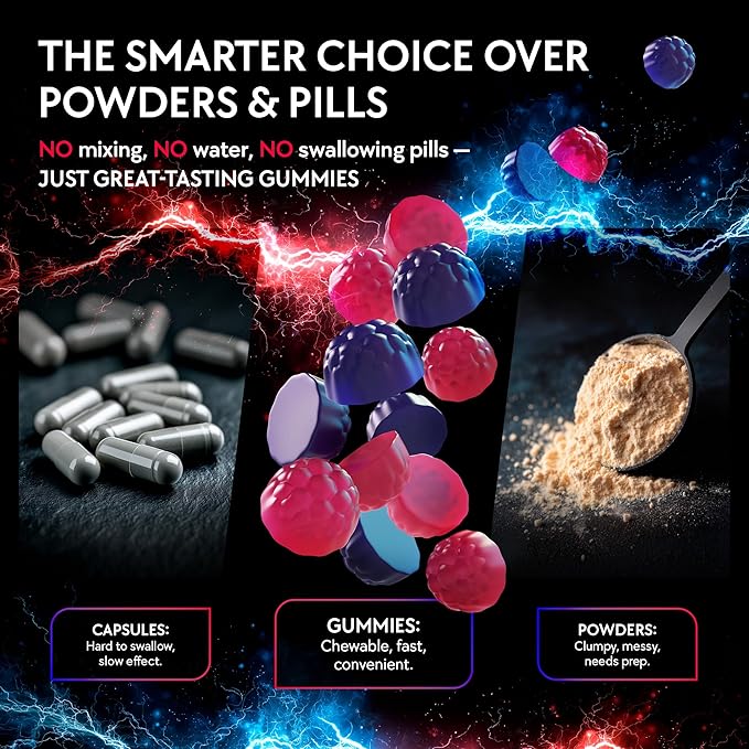Creatine Monohydrate Gummies Complex 5000 MG for Men & Women, Preworkout Gummy with BCAA, L-Carnitine, Taurine & Vitamin B12 for Muscle Growth, Strength & Energy Support , Flavored and Chewable